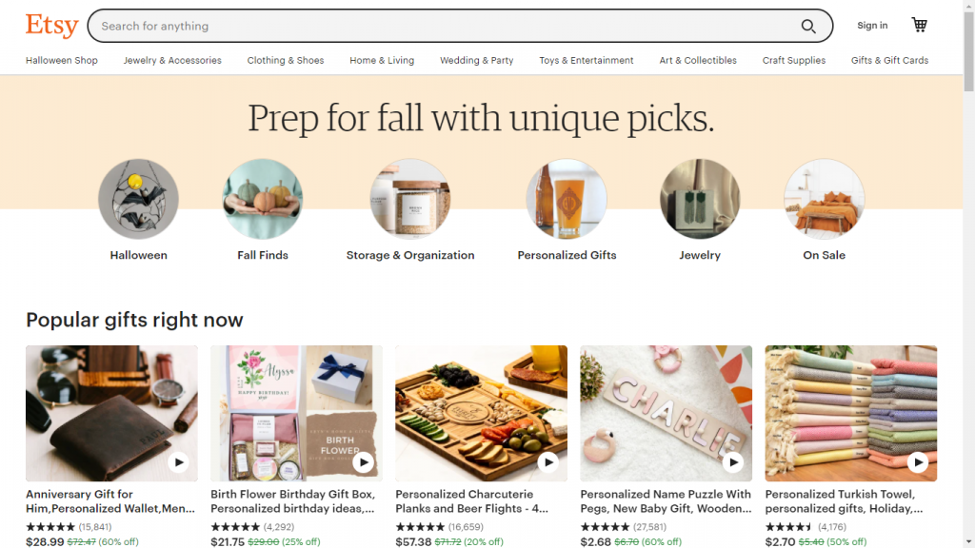 Etsy - online marketplace